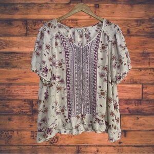 Sonoma Cream Floral Blouse XXL
